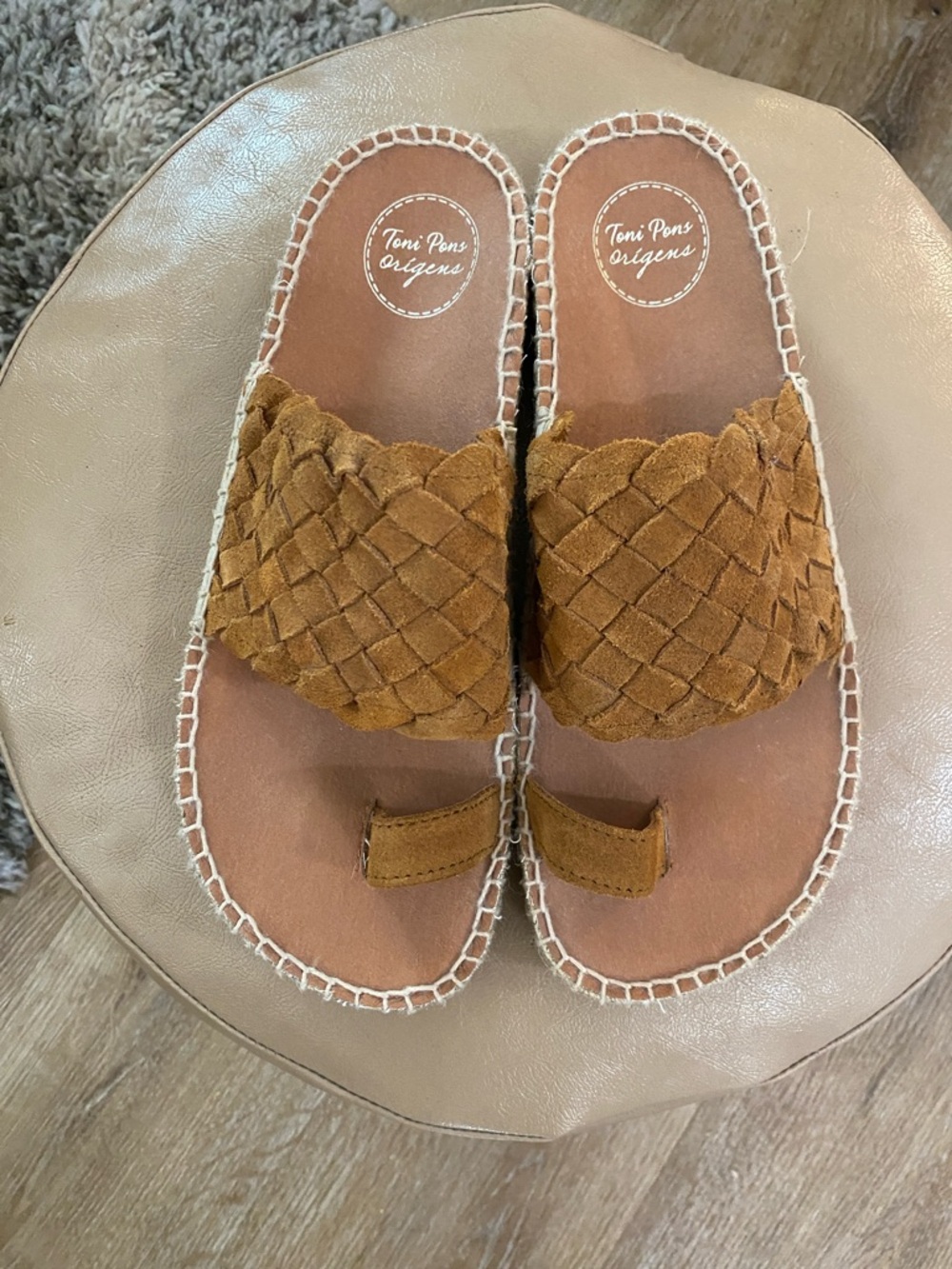 Toni Pons Origens Woven leather Suede Slide Sandals in Brown. Made in Spain